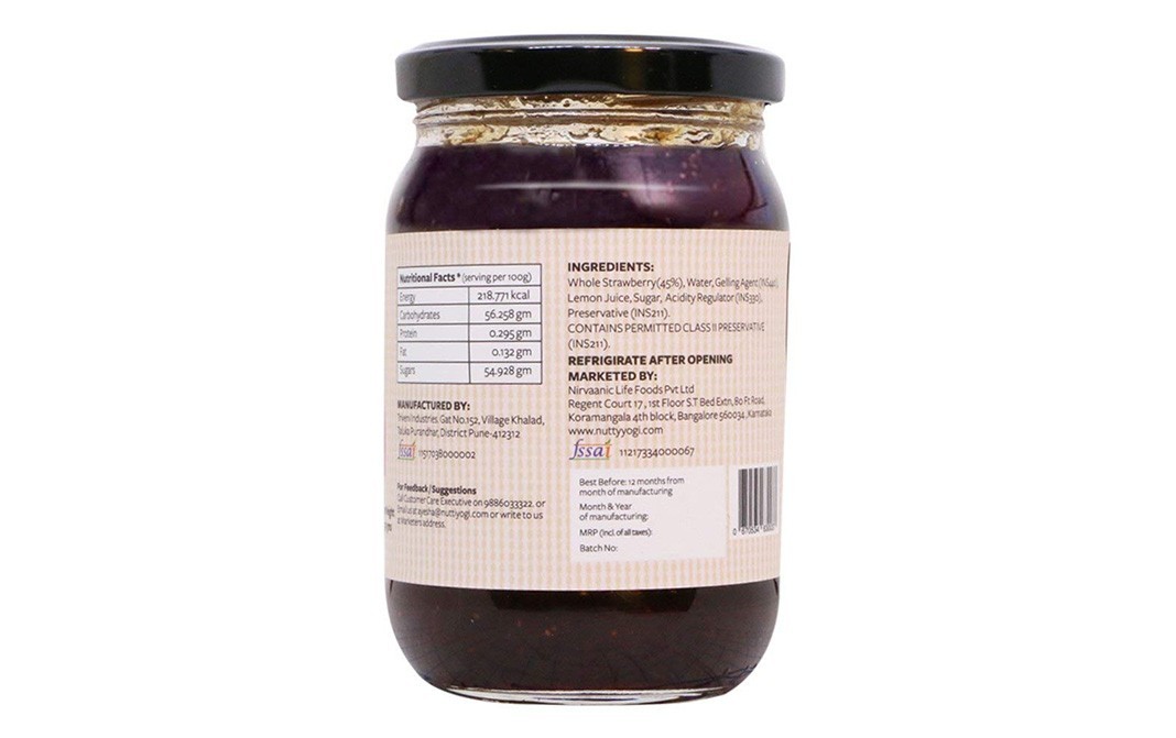 Nutty Yogi Strawberry Conserve    Glass Jar  330 grams